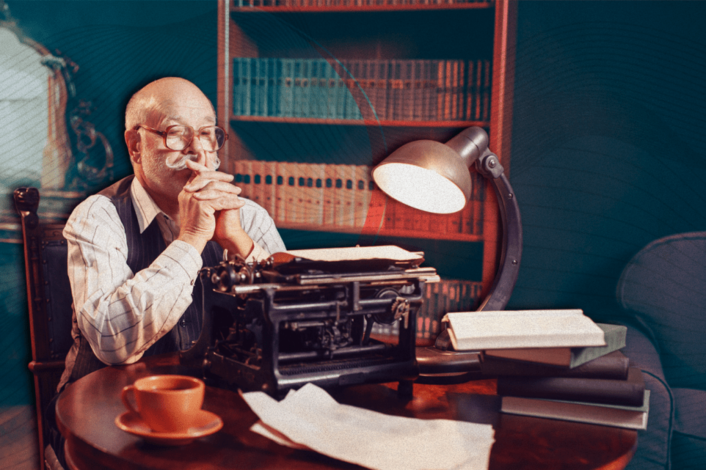 Leitores | Imagem de um homem idoso sentado em um escritório com olhar pensativo