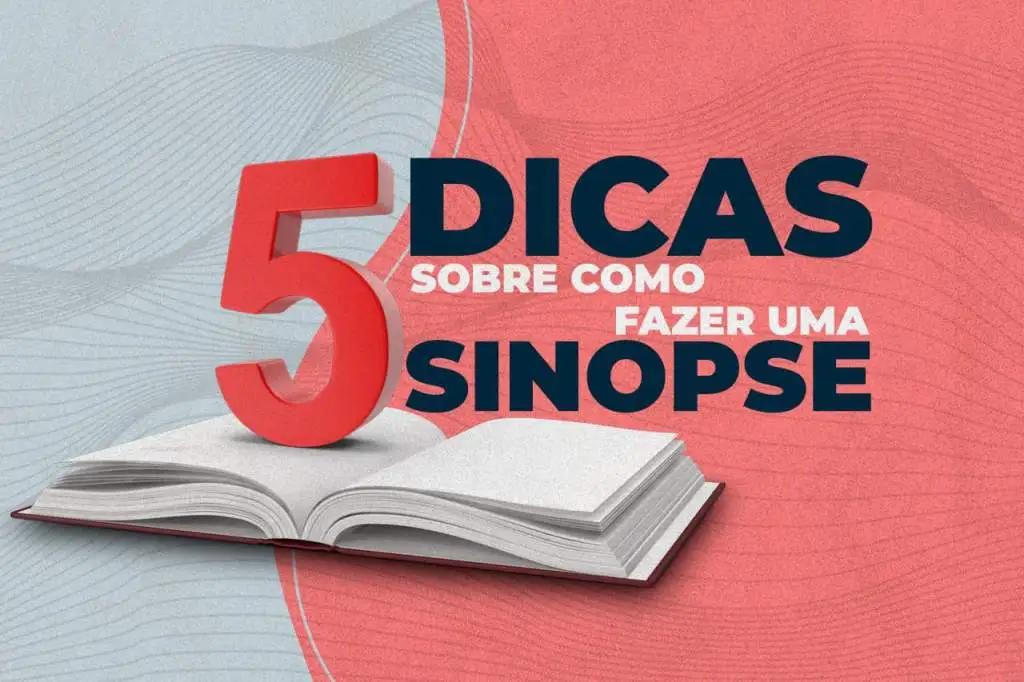 5 dicas sobre como fazer uma sinopse - na ilustração há um número 5 sobre um livro aberto