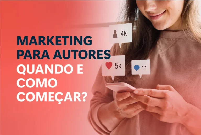 marketing para autores - mulher com o celular na mão conferindo as redes sociais