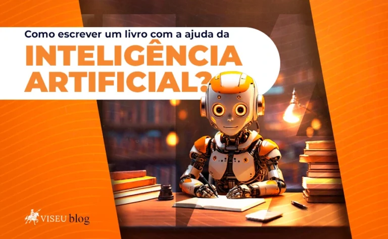 Imagem de robozinho de IA escrevendo em cima da mesa