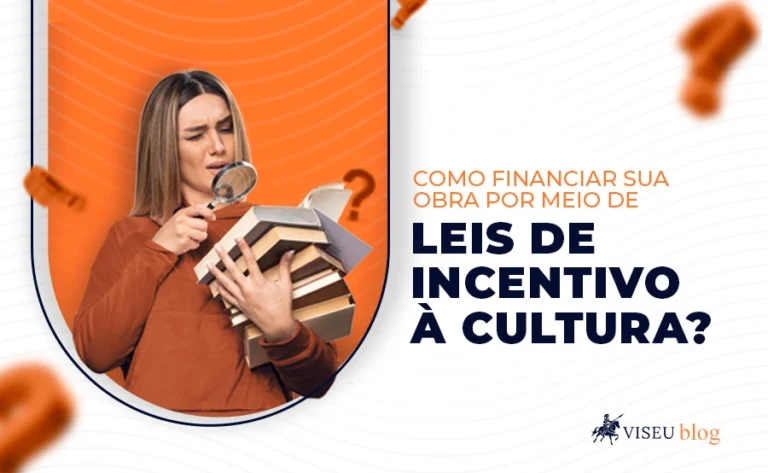 Imagem de mulher loira com uma lupa em uma mão e uma pilha de livros na outra